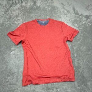 Lands End Red Short Sleeve Crew Neck T-Shirt Mens M Polyester Blend a0175